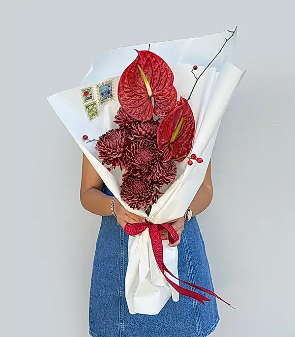 Topkapı Bloom Stamp Bordo Antoryum Anastasya İstanbul Buketi