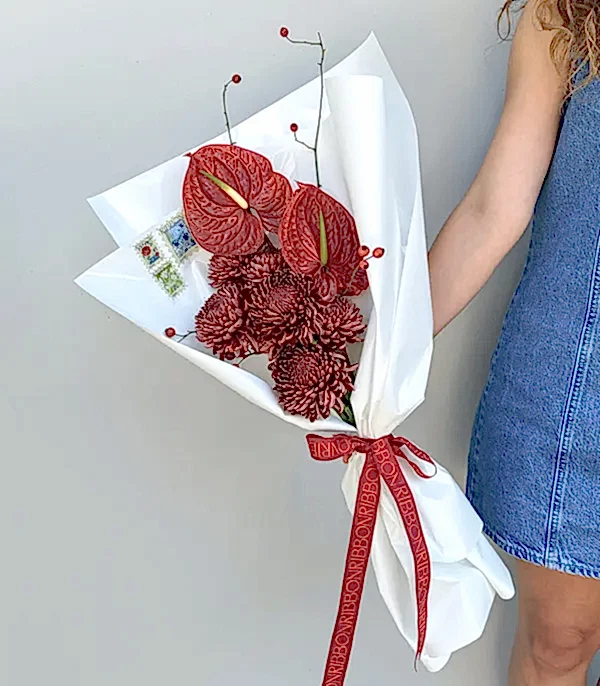 Topkapı Bloom Stamp Bordo Antoryum Anastasya İstanbul Buketi