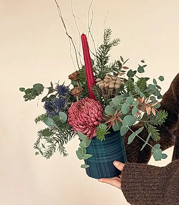 Winter Blanket Bordo Mum Anastasya Kış Aranjmanı (4)