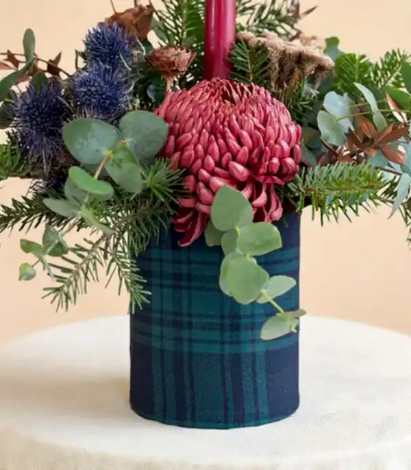 Winter Blanket Bordo Mum Anastasya Kış Aranjmanı